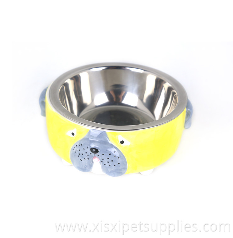 Pet Supplier OEM ODM Ceramic Holder Metal Pet Feeding Dog Bowl